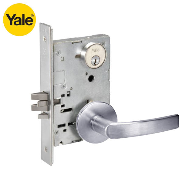 Yale - MOR8805FL  - Mortise Lockset - Monroe Lever - Storeroom - 626 - Satin Chrome - Grade 1 - UHS Hardware