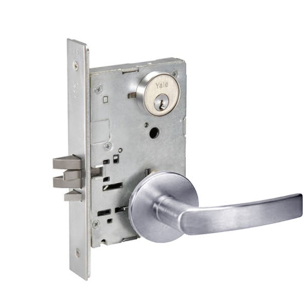 Yale - MOR8805FL  - Mortise Lockset - Monroe Lever - Storeroom - 626 - Satin Chrome - Grade 1 - UHS Hardware