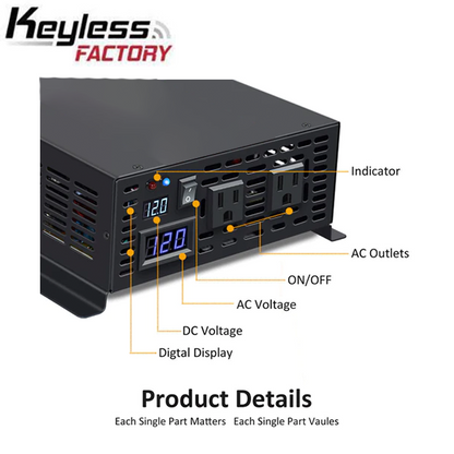 RBP - 12VDC - 1000 Watt Pure Sine Wave Inverter -  Solar Power - DC to AC - With Remote Control - No USB Ports - UHS Hardware