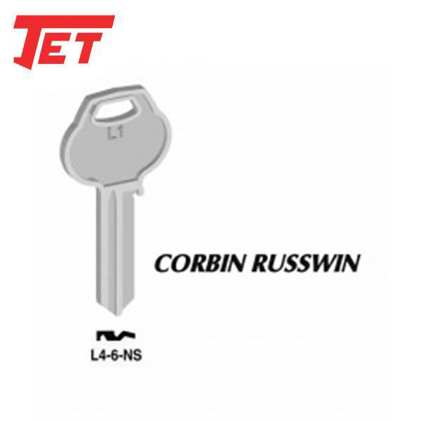 JET - L4-6 - Corbin Russwin - 6-Pin Key Blank - Nickel Silver - UHS Hardware