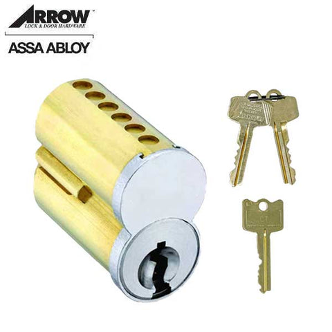 Arrow - Small Format IC Core Cylinder - 6 Pins - Combinated - Keyed w/ 1-Control Key & 2 Change - Satin Chrome - UHS Hardware