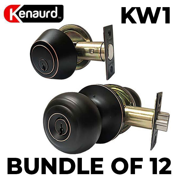x12 Premium Combo Lockset - Knob & Deadbolt - Oil Rubbed Bronze - ORB - KW1 (BUNDLE OF 12) - UHS Hardware
