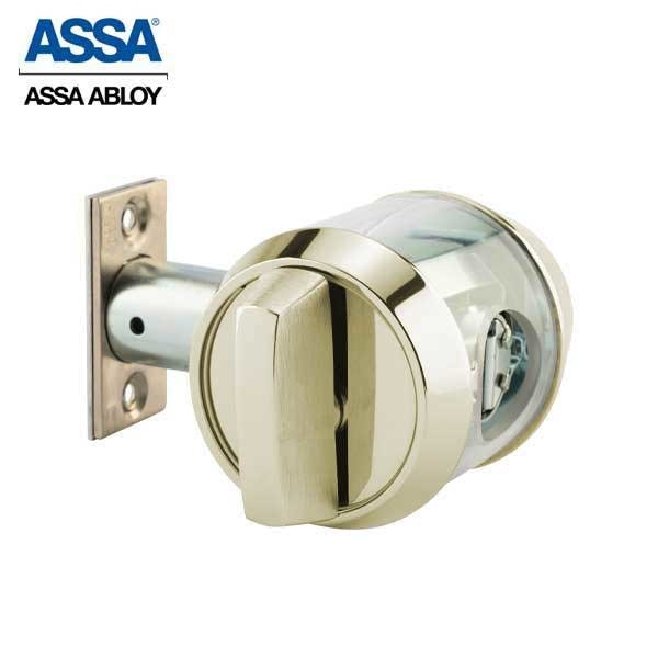ASSA - 7000 Series  - MAX+ Single Cylinder Deadbolt with Security Guard - KD - 605 - Bright Brass - Grade 1 - UHS Hardware