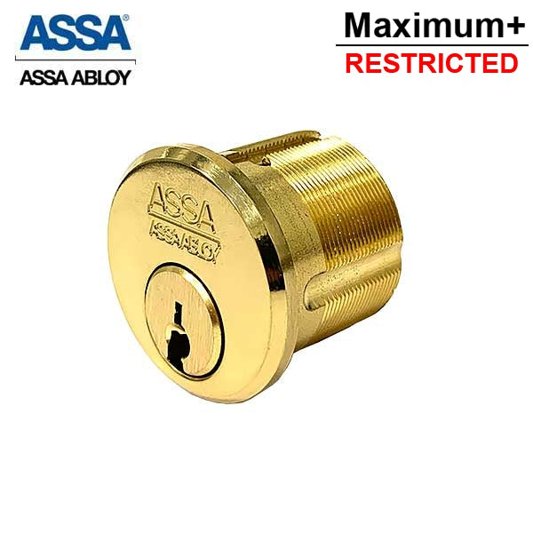 ASSA - MAX+ / Maximum + Security Restricted Mortise Cylinder - 1-1/8" - 605 - Bright Brass - UHS Hardware