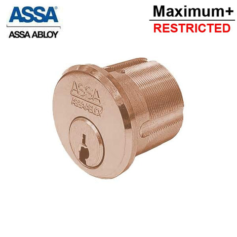 ASSA - MAX+ / Maximum + Security Restricted Mortise Cylinder - 1-1/8" - KD - 612 - Satin Bronze - UHS Hardware