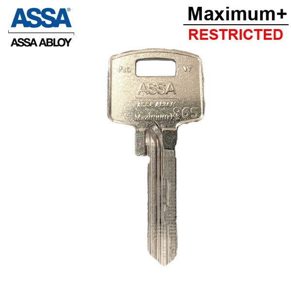 ASSA - MAX+ / Maximum + Security Restricted SFIC Key Blank - UHS Hardware