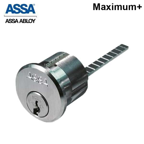 ASSA - MAX+ / Maximum + Security Rim Cylinder - Horizontal Tail Piece - 1-1/8" - 626 - Satin Chrome - UHS Hardware