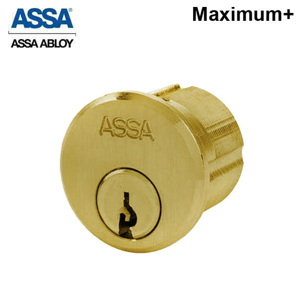 ASSA - MAX+ / Maximum + Security Mortise Cylinder - Adams Rite Cam - 1-1/8" - 605 - Bright Brass - UHS Hardware