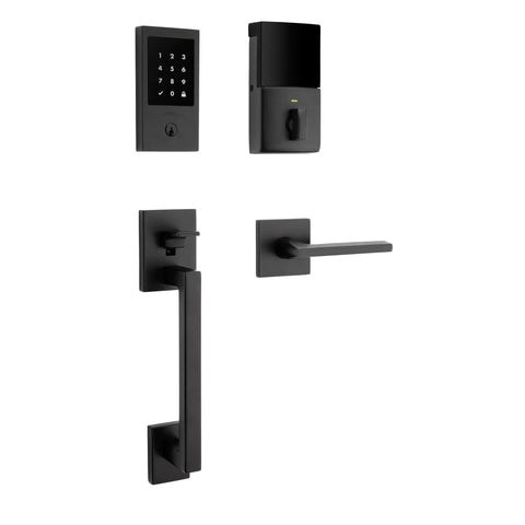 Baldwin Estate - 85390.190.ACRH - Minneapolis Sectional Entry Handleset w/ 8225.190.ZW Z-Wave Smart Electronic Deadbolt - 190 - Satin Black - Grade 2 - RH - UHS Hardware