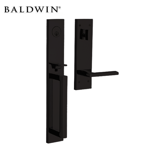 Baldwin Estate Evolved - 85392.RENT - Minneapolis Escutcheon Full Handleset - Singl Cyl - 190 - Satin Black - Grade 2 - RH - UHS Hardware