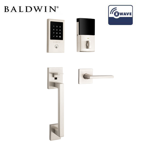 Baldwin Estate - 85393.ZWRENT Minneapolis Touchscreen Electronic Keyless Entry Handleset - Singl Cyl - Z-Wave - 150 - Satin Nickel - Grade 2 - RH - UHS Hardware