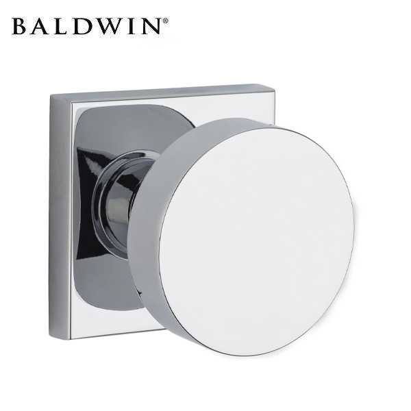 Baldwin Reserve - PV.CON.CSR - Contemporary Knob - Square Rose - 260 - Polished Chrome - Privacy - Grade 2 - UHS Hardware