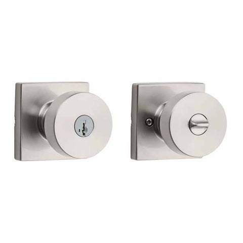 Kwikset - 740 - Pismo Knob - Square Rose - 15 - Satin Nickel - Entrance - SC1 Schlage - SmartKey Technology - Grade AAA - UHS Hardware