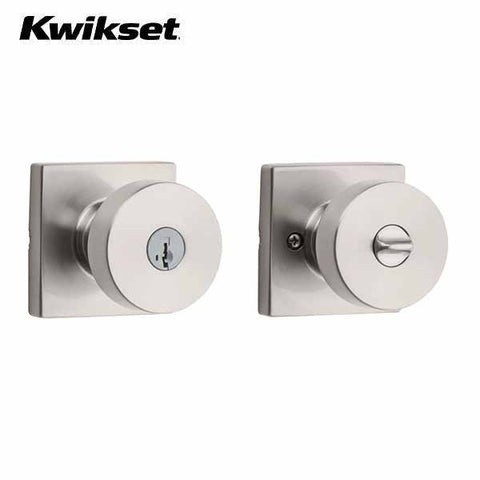 Kwikset - 740 - Pismo Knob - Square Rose - 15 - Satin Nickel - Entrance - SC1 Schlage - SmartKey Technology - Grade AAA - UHS Hardware