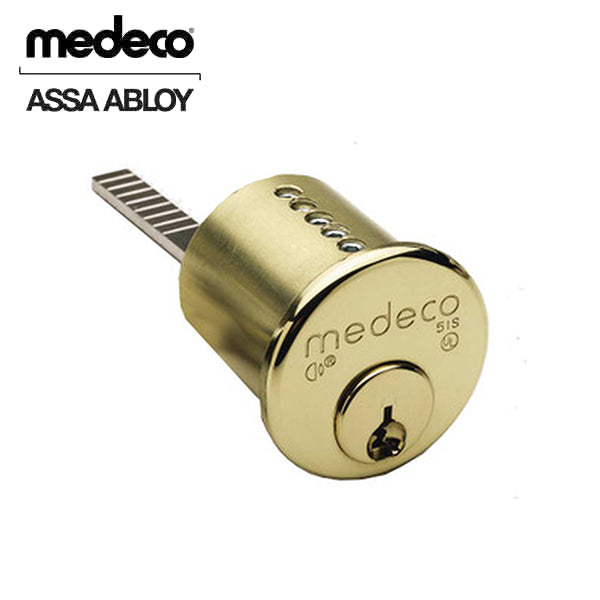 Medeco - 100400HT - M3 - High Security - 1-1/8" Rim Cylinder - 05 - Bright Brass - DL Keyway - Grade 1 - UHS Hardware