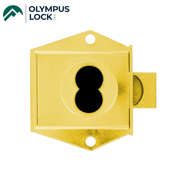 Olympus - 725M - IC Core Mortise Deadbolt Cabinet  Door Lock - BEST SFIC - 1-1/16" to Cylinder Length - Standard Length Bolt - Polished Brass - Optional Handing - Grade 1 - UHS Hardware