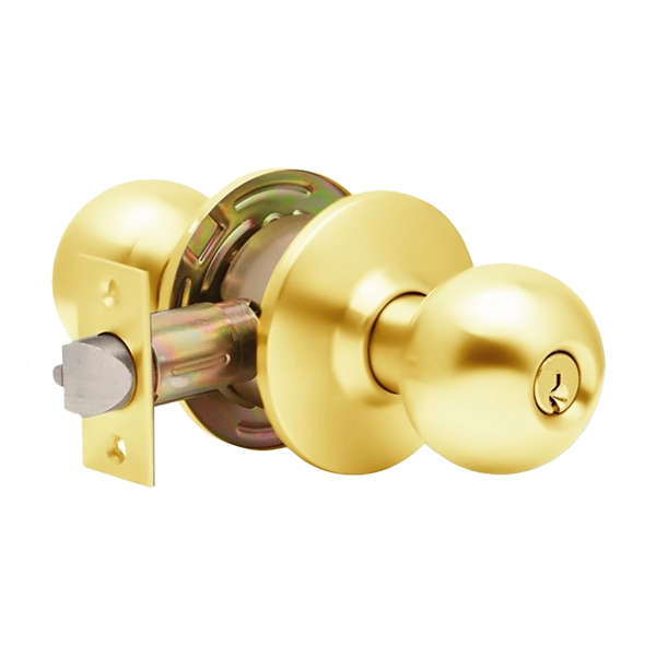 Dexter C2000 - Commercial Lever Set Handle - Cylindrical Lockset - Keyed Different - 2-3/4” Backset - Bright Brass - Entrance - Grade 2 - UHS Hardware