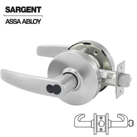 Sargent - 10G37 - Mechanical Cylindrical Lock - L Rose / B Lever - Classroom - LFIC - 26D - Satin Chrome Plated - Non Handed - Grade 1 - UHS Hardware