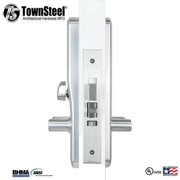 TownSteel - E-Kontos 1B 2000 Series Mortise Lock - Automatic Deadbolt - 2-3/4″ Backset - Sentinel Lever Set - Right Handed - Satin Chrome - Keyed Different - Grade 1 - UHS Hardware