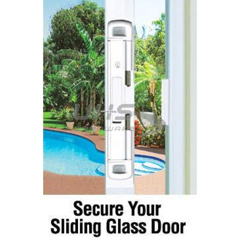 5 x CAL Double Bolt Lock - Sliding Glass Door Lock - White Finish - UHS Hardware
