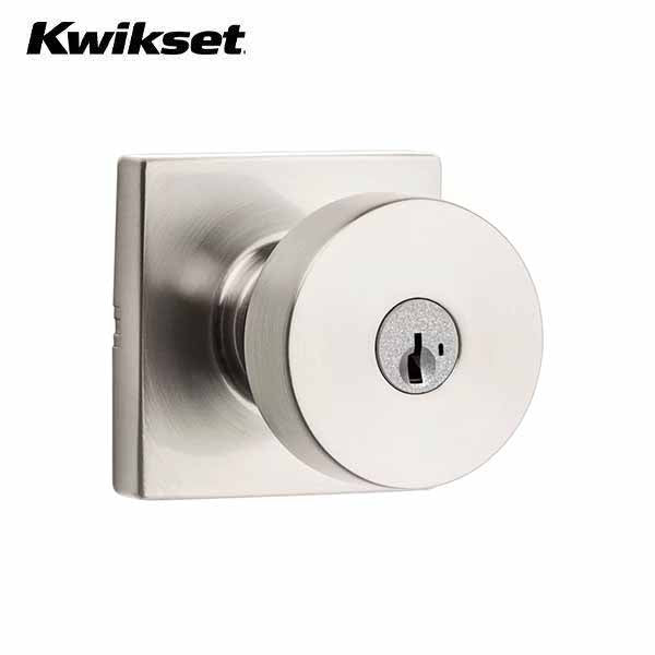 Kwikset - 740 - Pismo Knob - Square Rose - 15 - Satin Nickel - Entrance - SC1 Schlage - SmartKey Technology - Grade AAA - UHS Hardware