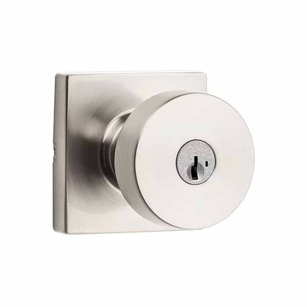 Kwikset - 740 - Pismo Knob - Square Rose - 15 - Satin Nickel - Entrance - SC1 Schlage - SmartKey Technology - Grade AAA - UHS Hardware