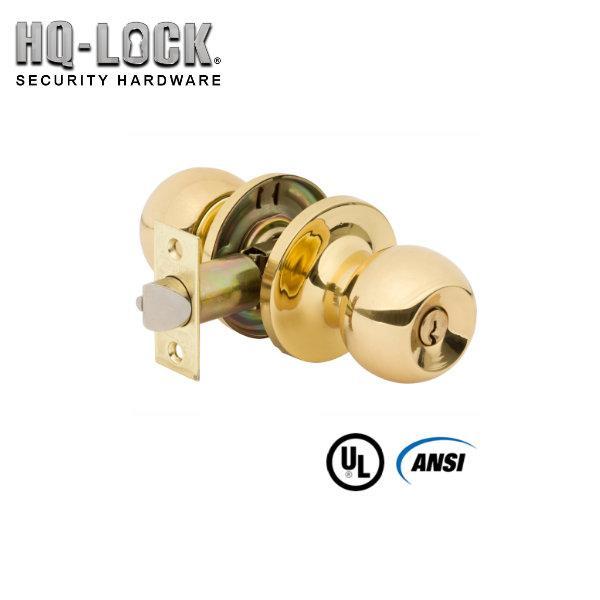 HQ LOCK 4371  - Commercial Door Knob - Grade 2 - Gold - SC4 - Entrance - UHS Hardware