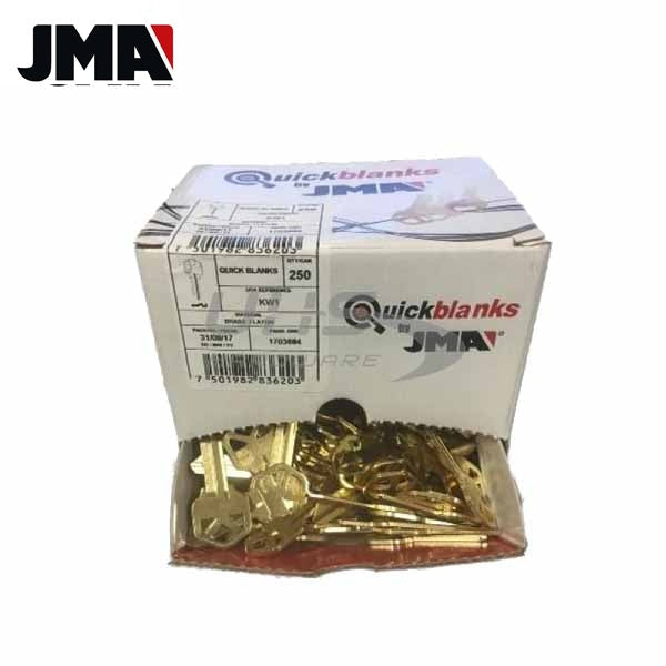 KW1 Keys - Brass Finish Kwikset Key Blanks (JMA) Pack of 250 - UHS Hardware