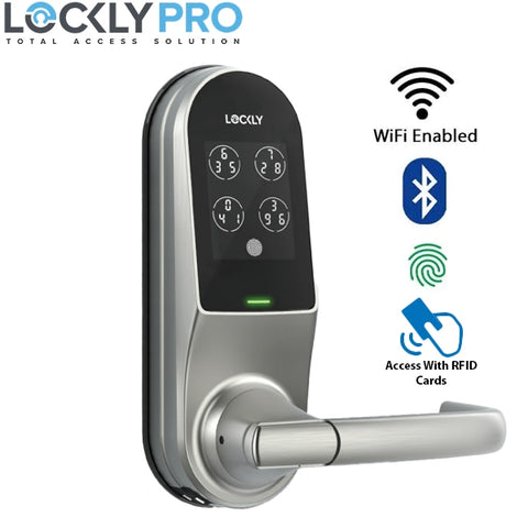 Lockly GUARD - PGD679DW - DUO Dual Locking Interconnected Smart Lock - Fingerprint Reader - Phone App - WiFi - Bluetooth - Touchscreen - Key Override - MiFare RFID - Satin Nickel (PREORDER) - UHS Hardware