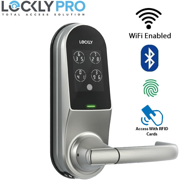 Lockly GUARD - PGD679DW - DUO Dual Locking Interconnected Smart Lock - Fingerprint Reader - Phone App - WiFi - Bluetooth - Touchscreen - Key Override - MiFare RFID - Satin Nickel (PREORDER) - UHS Hardware