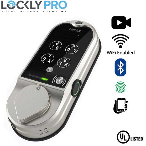 Lockly - PGD798 - Vision Doorbell Video Camera Smart Lock Deadbolt - Fingerprint Reader - Bluetooth - WiFi Hub - Fire Rated - Satin Nickel - UHS Hardware