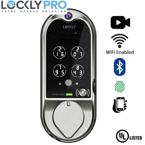 Lockly - PGD798 - Vision Doorbell Video Camera Smart Lock Deadbolt - Fingerprint Reader - Bluetooth - WiFi Hub - Fire Rated - Satin Nickel - UHS Hardware