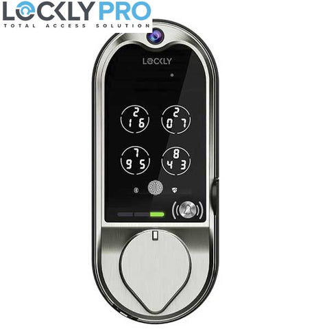Lockly - PGD798SN - Vision Doorbell Video Camera Smart Lock Deadbolt - Fingerprint Reader - Bluetooth - WiFi Hub - Satin Nickel - UHS Hardware