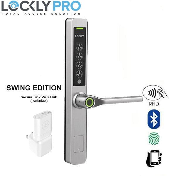 Lockly Pro Guard - Pgd228Wswss Swing Edition Narrow Stile Athena Biometric Electronic Double Hook