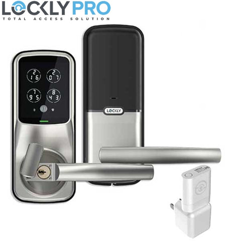 Lockly - PGD678WSN - DUO Dual Locking Interconnected Smart Lock  - Fingerprint Reader - Phone App - WiFi - Touchscreen -  Key Override - Satin Nickel - UHS Hardware