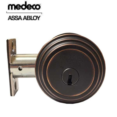Medeco Residential 5 Pin BiLevel Single Deadbolt -10 - Satin Brass Blackened - UHS Hardware