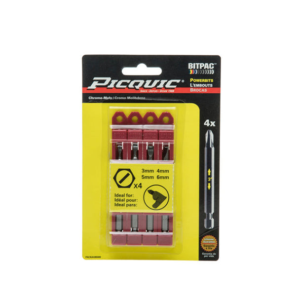 PICQUIC - Bitpac 95009 - Metric Slotted Set - 3, 4, 5, 6 mm - UHS Hardware