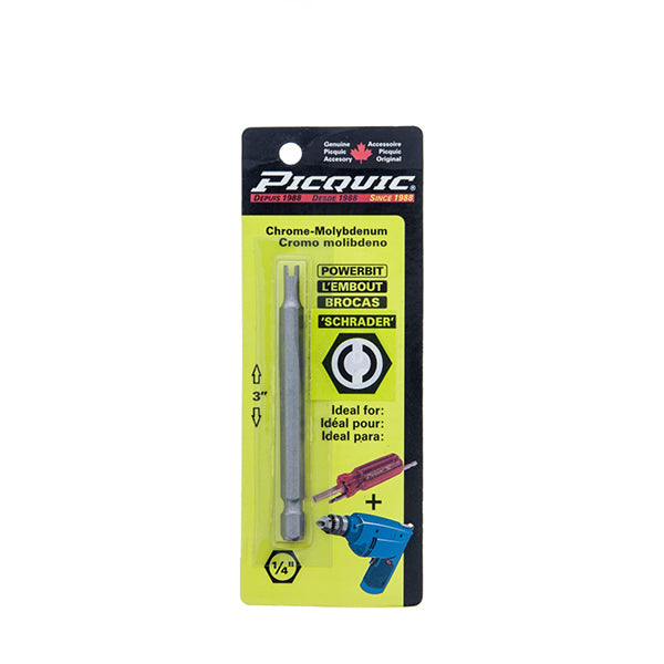 PICQUIC - 88666 - 3" Powerbit Carded - Schrader Valve bit - UHS Hardware