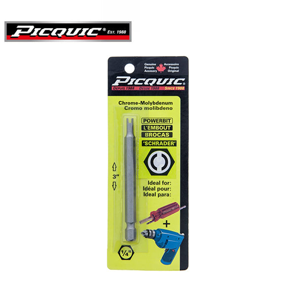 PICQUIC - 88666 - 3" Powerbit Carded - Schrader Valve bit - UHS Hardware