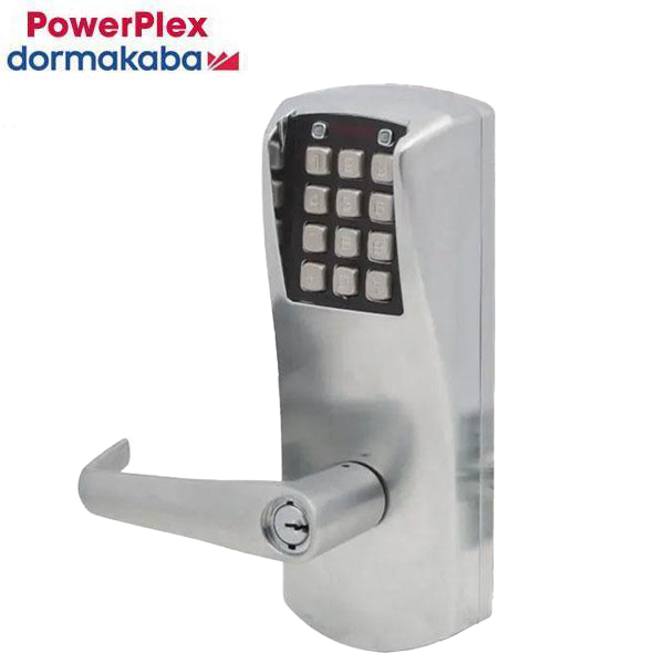 PowerPlex - P201UXS - Electronic Self Powered Pushbutton Exit Trim Lever Lock - Schlage 'C' - Satin Chrome - Grade 1 - UHS Hardware