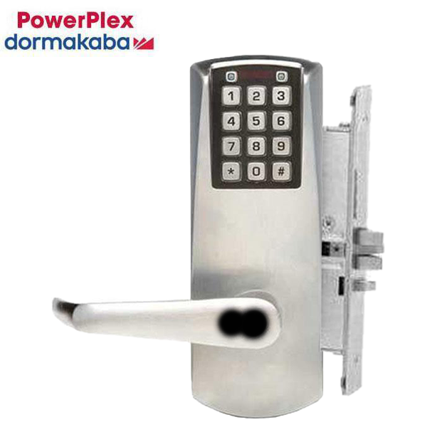 PowerPlex - P2066B - Electronic Self Powered Pushbutton Mortise Lever Lock - SFIC - 2¾" Backset - Satin Chrome - Grade 1 - UHS Hardware