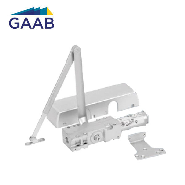 GAAB - R403-00 - Door Closers - Fire Rated - Adjustable Arm - Sizes 1-6 - Satin Stainless - Grade 1 - UHS Hardware