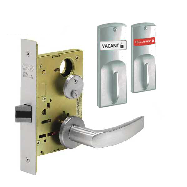 Sargent - 8265 - Mechanical Mortise Lock - LN Rose / B Lever - Privacy w/ Indicator - 1-3/4" Frame - Satin Chrome - Grade 1 - UHS Hardware