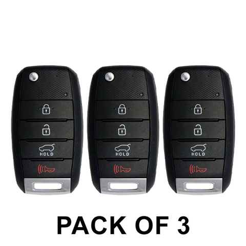 3 x 2014-2016 Kia Sportage / 4-Button Flip Key / PN: 95430-3W350 / NYODD4TX1306-TFL (SL13MY) (AFTERMARKET) (Pack of 3) - UHS Hardware