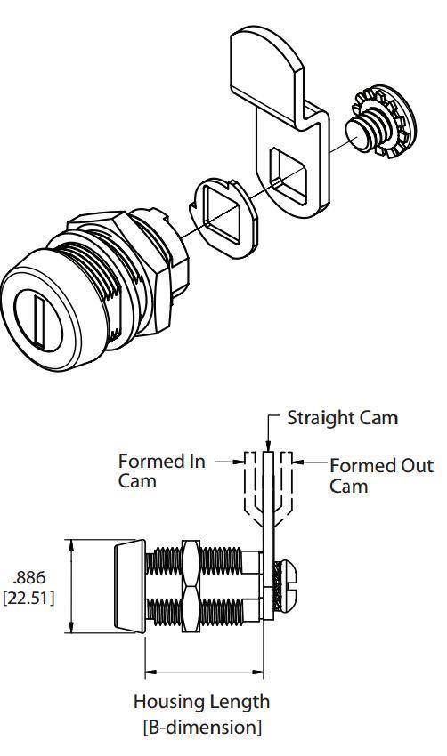 CCL 62207 / Weather Resistant Cam Lock w/ Shutter /  5/8" / Nickel - UHS Hardware