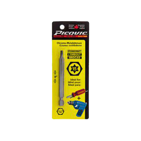 PICQUIC - 3" Length Powerbits - Optional Bit Sizes - Torx - UHS Hardware