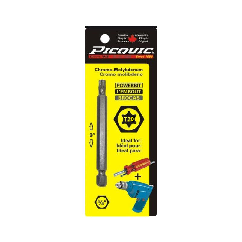 PICQUIC - 3" Length Powerbits - Optional Bit Sizes - Torx - UHS Hardware