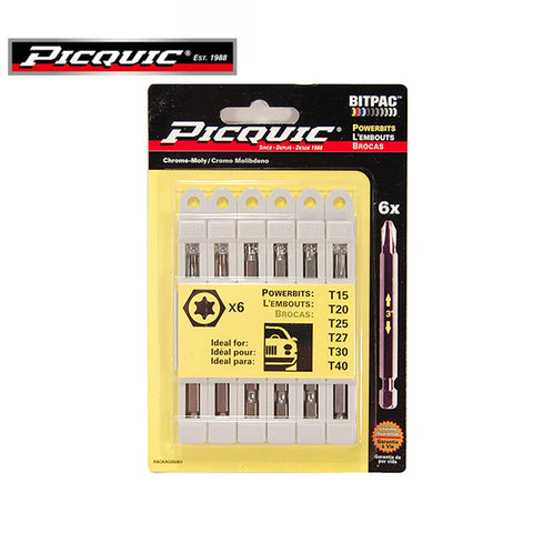 PICQUIC - Bitpac 95003 - Torx Set - T15 T20 T25 T27 T30 T40 - UHS Hardware